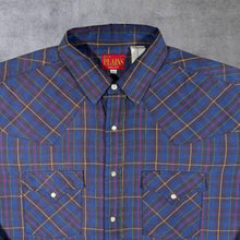 Load image into Gallery viewer, Vintage Ely Plains Western Cowboy Blue Multi Colour Check Long Sleeve Popper Shirt
