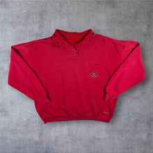 Load image into Gallery viewer, Vintage 90’s Dash Embroidered Pocket Motif Collared Red Sweatshirt
