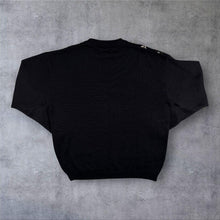 Load image into Gallery viewer, Vintage Pierre Sangan Wool Blend Embroidered Knit Jumper Black 80s 90s UK Made L
