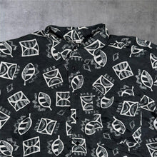 Load image into Gallery viewer, Vintage 90's Fashion Report Crazy Abstract Patterned Short Sleeve Shirt
