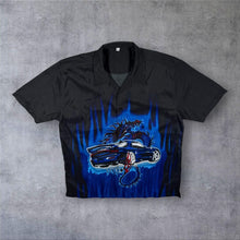 Load image into Gallery viewer, Early 00's Goth Y2K Tribal Dragon Car Graphic Black Short Sleeve Shirt
