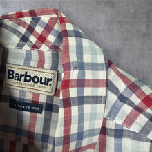 Load image into Gallery viewer, Barbour Mens XXL Tailored Fit Check Shirt Red Blue Short Sleeve Button Down

