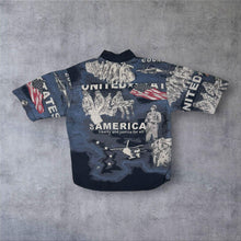 Load image into Gallery viewer, Vintage Redhead "United States" USA All-Over Print Patterned Short Sleeve Shirt
