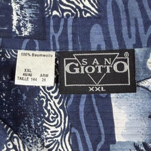 Load image into Gallery viewer, Vintage San Giotto Hawaiian Tropical Surfer Pattern Blue Cotton Short Sleeve Shirt
