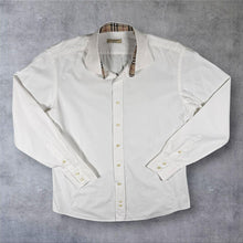 Load image into Gallery viewer, Burberry London Shirt Mens 42 Large White Slim Fit Nova Check Collar
