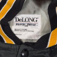 Load image into Gallery viewer, Vintage DeLong "Hawkeye Refrigerator Services" USA Black Nylon Varsity Bomber Jacket
