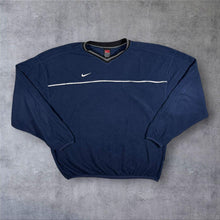 Load image into Gallery viewer, Vintage Nike Team Embroidered Mini Swoosh Logo Navy Blue Fleece Sweatshirt
