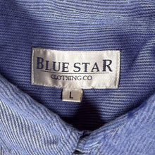 Load image into Gallery viewer, Vintage Blue Star Clothing Co. Blue Micro Striped Polyester Viscose Long Sleeve Shirt

