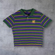 Load image into Gallery viewer, Polo Ralph Lauren "Custom Fit" Green Purple Striped Cotton Preppy Polo Shirt
