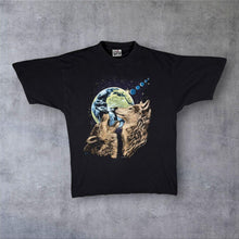 Load image into Gallery viewer, Vintage 90s Zip It London Wolf Earth Graphic T Shirt Black Mens L Wildlife

