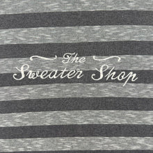 Load image into Gallery viewer, Vintage The Sweater Shop Embroidered Spellout Heavyweight Cotton Grey Striped T-Shirt
