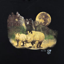 Load image into Gallery viewer, Vintage Zimbabwe (1998) "Rhino's Night" Wildlife Graphic Black Cotton T-Shirt
