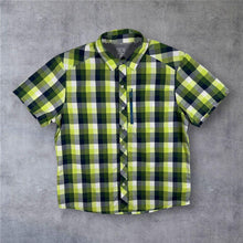 Load image into Gallery viewer, Mountain Hardwear Mens Large Hiking Shirt Green Plaid Zip Pocket Gorpcore L
