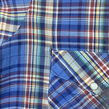 Load image into Gallery viewer, Vintage Dale's Western Shirt Made USA Blue Plaid Pearl Snap Cowboy Short Sleeve
