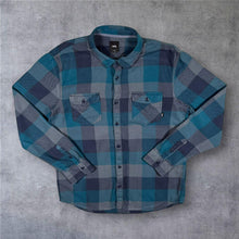 Load image into Gallery viewer, Vans Mens XL Flannel Shirt Blue Grey Plaid Check Tailored Fit Skate Long Sleeve
