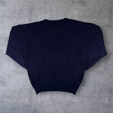 Load image into Gallery viewer, Tootal Golf Jumper Large Navy Embroidered Golfer Cable Knit Sweater Acrylic Wool
