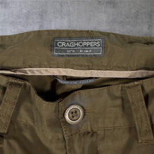 Load image into Gallery viewer, Craghoppers Khaki Green Stretch Waist Utility Outdoor Hiking Trousers
