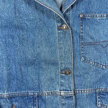 Load image into Gallery viewer, Vintage 90's Segrets Sun Prints Suede Effect Collar Blue Denim Barn Chore Jacket
