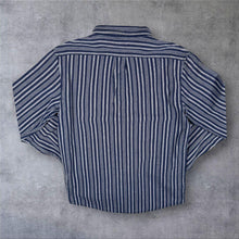 Load image into Gallery viewer, Lee "Regular Fit" Navy Blue Striped Long Sleeve Linen Cotton Button-Down Shirt
