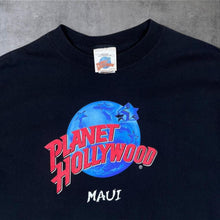 Load image into Gallery viewer, Vintage Planet Hollywood "Maui" Souvenir Logo Spellout Graphic Black T-Shirt
