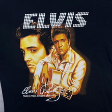 Load image into Gallery viewer, Elvis Presley Rock N Roll Singer Music Tribute Spellout Graphic Black T-Shirt
