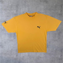 Load image into Gallery viewer, Vintage 90's Puma Embroidered Mini Logo Yellow Short Sleeve Cotton Blend T-Shirt
