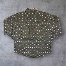 Load image into Gallery viewer, Vintage Natural Issue Khaki Green Patterned Long Sleeve Button-Up Cotton Shirt
