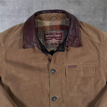 Load image into Gallery viewer, Vintage Marlboro Classics Leather Collar Brown Cotton Heavy Check Lined Chore Jacket
