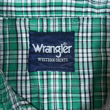 Load image into Gallery viewer, Vintage Wrangler "Western Shirts" Green Plaid Check Cowboy Popper Short Sleeve Shirt
