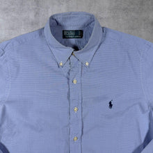 Load image into Gallery viewer, Vintage Polo Ralph Lauren Blue White Micro Check Cotton Long Sleeve Button-Down Shirt
