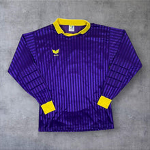 Load image into Gallery viewer, Early 00's Erima Mini Felt Logo Purple Collared Long Sleeve Sports Jersey Top
