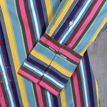 Load image into Gallery viewer, Vintage Ralph Lauren Multi Colour Striped Longline Collarless Long Sleeve Cotton Shirt
