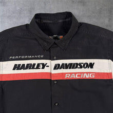 Load image into Gallery viewer, Harley Davidson Racing Performance Shirt Mens M Black Red Embroidered Y2K Biker
