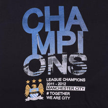 Load image into Gallery viewer, Manchester City FC "2011 - 2012 League Champions" Football Graphic Black T-Shirt
