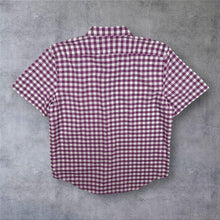 Load image into Gallery viewer, Lacoste "Regular Fit" Mini Logo Purple White Check Short Sleeve Cotton Shirt
