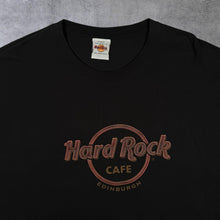 Load image into Gallery viewer, Vintage Hard Rock Cafe "Edinburgh" Tourist Souvenir Spellout Graphic Black T-Shirt
