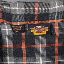 Load image into Gallery viewer, Harley Davidson Mens XXL Plaid Flannel Shirt Black Orange Long Sleeve Biker 2XL
