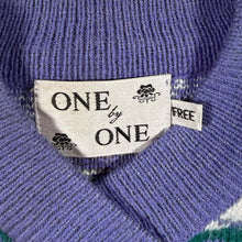 Load image into Gallery viewer, Vintage One By One Jumper Geometric Nordic Knit Purple Green V Neck Womens XL
