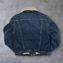 Load image into Gallery viewer, Lee Storm Rider Denim Jacket Mens M Blue Sherpa Lined Trucker Western Workwear
