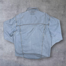 Load image into Gallery viewer, Vintage Arizona Cowboy Western Lace Panel Blue Denim Long Sleeve Popper Shirt
