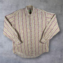 Load image into Gallery viewer, Vintage 90s Mint Island Floral Stripe Shirt Long Sleeve Ditsy Folk Grandad
