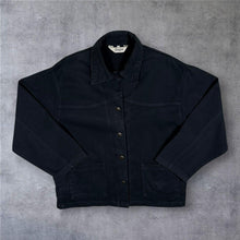 Load image into Gallery viewer, Vintage Suzie Black Cotton Western Chore Jacket Boxy Workwear Medium
