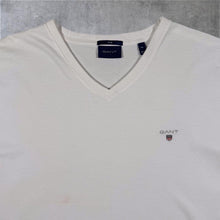 Load image into Gallery viewer, GANT "Slim" Embroidered Mini Logo Classic White Cotton V-Neck T-Shirt
