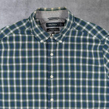 Load image into Gallery viewer, Nautica "Classic Fit Stretch" Blue Multi Check Long Sleeve Button-Down Shirt
