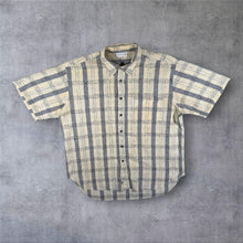 Load image into Gallery viewer, Vintage 90's Adidas Cream Grey Beige Check Cotton Short Sleeve Shirt
