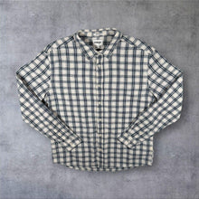 Load image into Gallery viewer, Wrangler "Regular" Light Grey Navy Blue White Check Long Sleeve Cotton Shirt
