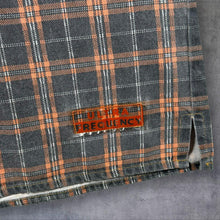 Load image into Gallery viewer, Vintage Y2K Ultra Frequency Plaid Quarter Zip Pullover Orange Grey Skater Mens L XL
