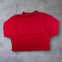 Load image into Gallery viewer, Vintage 90’s Koret City Blues Embroidered Patchwork Collared Red Sweatshirt
