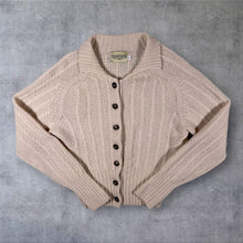 Load image into Gallery viewer, Thomas Farthing Womens Cardigan M Pure New Wool Made Scotland Cable Knit Beige
