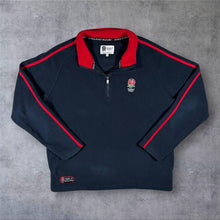 Load image into Gallery viewer, England Rugby RFU Fleece Mens Large Navy Red Quarter Zip L Sweatshirt
